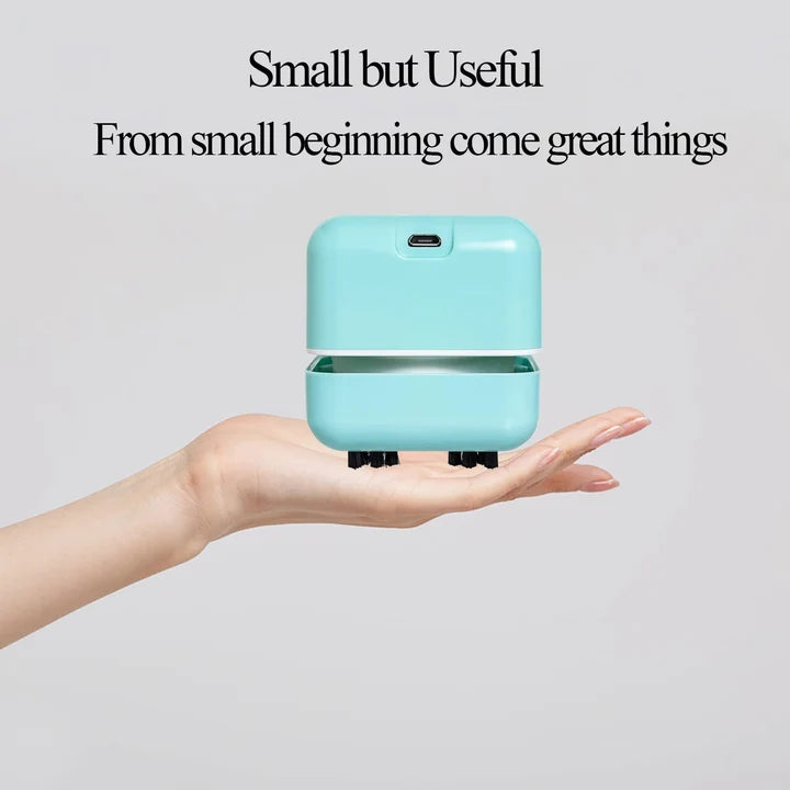 rechargeable mini desk vacuum cleaner in blue