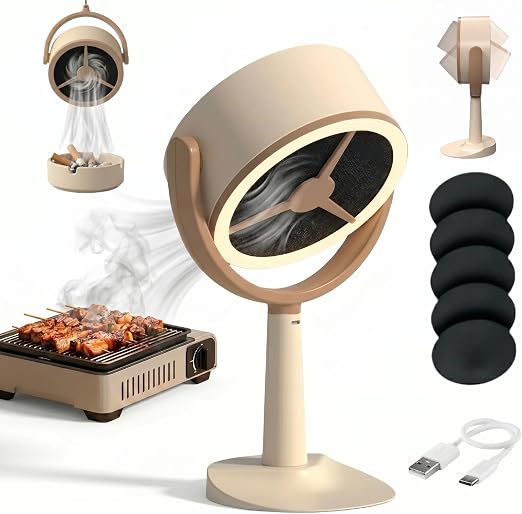 Portable Desktop Air Cleaner with 5 Carbon Filters & Quiet Fan