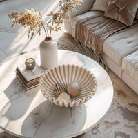 Elegant Beige Centerpiece Bowl with Ruffle Design