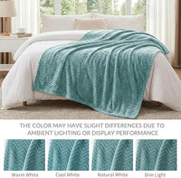 Elegant woven throw blanket in celadon green shade