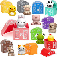 Montessori Learning Toys for Toddlers with 20Pcs Farm Animals Set for Counting and Sorting