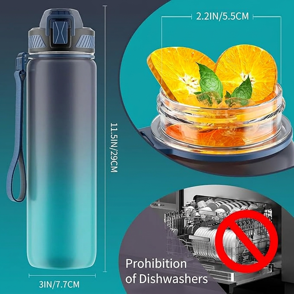 BPA-Free 1L Motivational Water Bottle with Straw