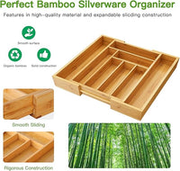 Bamboo organizer tray with adjustable storage sections