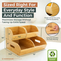 Portable bamboo organizer bins for pantry essentials