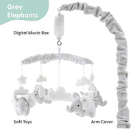 Musical crib mobile with 12 lullabies, soothing sound for baby sleep.