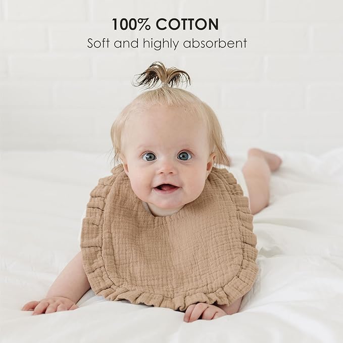 Set of 6 Baby Muslin Bandana Bibs - Neutral Colors
