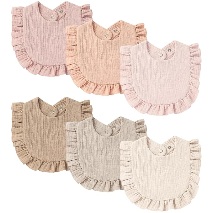 6-Pack Baby Muslin Bandana Drool Bibs for Unisex Boys & Girls