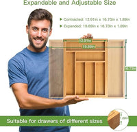 Natural bamboo drawer organizer with smooth finish