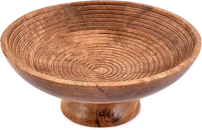 Rustic Round Wood Serving Bowl for Kitchen