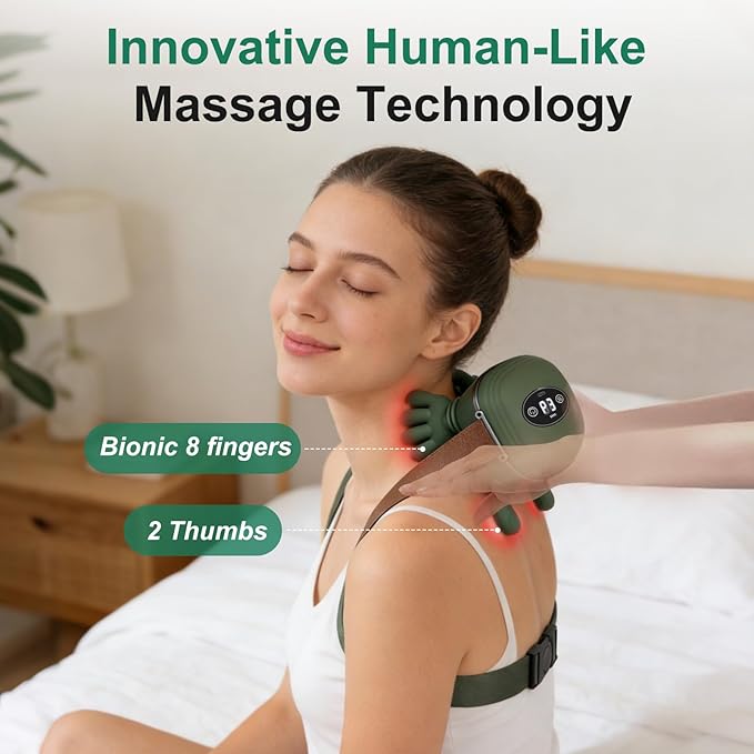 Neck and shoulder massager with display screen and simple controls
