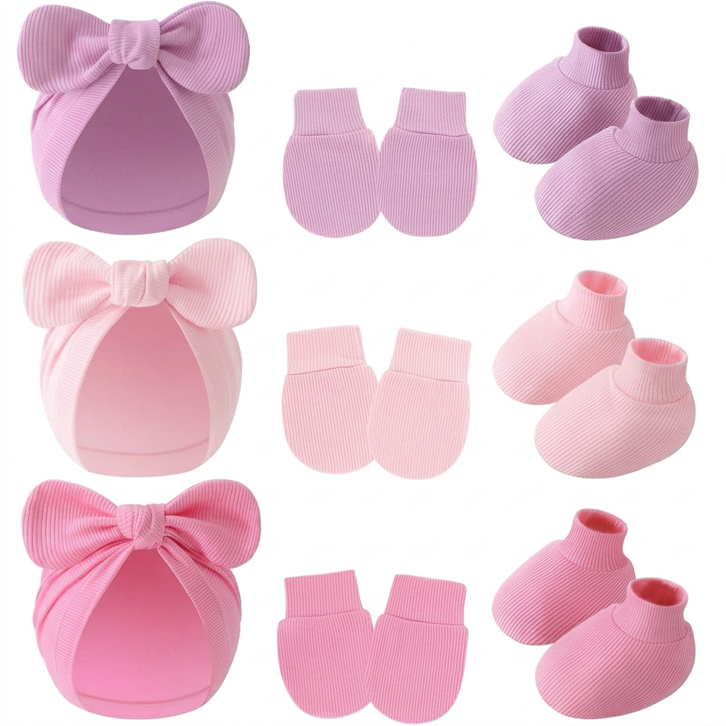 Newborn baby hat mittens and socks set soft cotton infant accessories