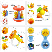 Newborn and infant 12-piece rattle set for motor skill development