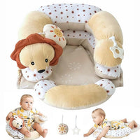 Newborn and toddler play mat with seated support and toys for early learning