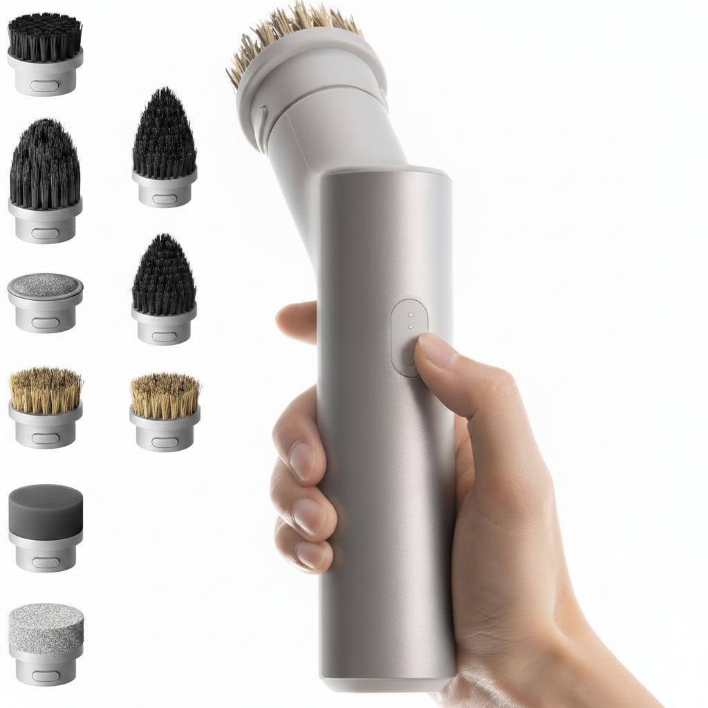 Electric cleaning brush with nine interchangeable brush heads