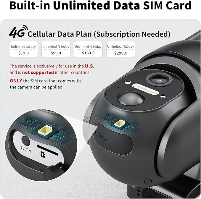 No WiFi outdoor camera with SIM card support and solar panel