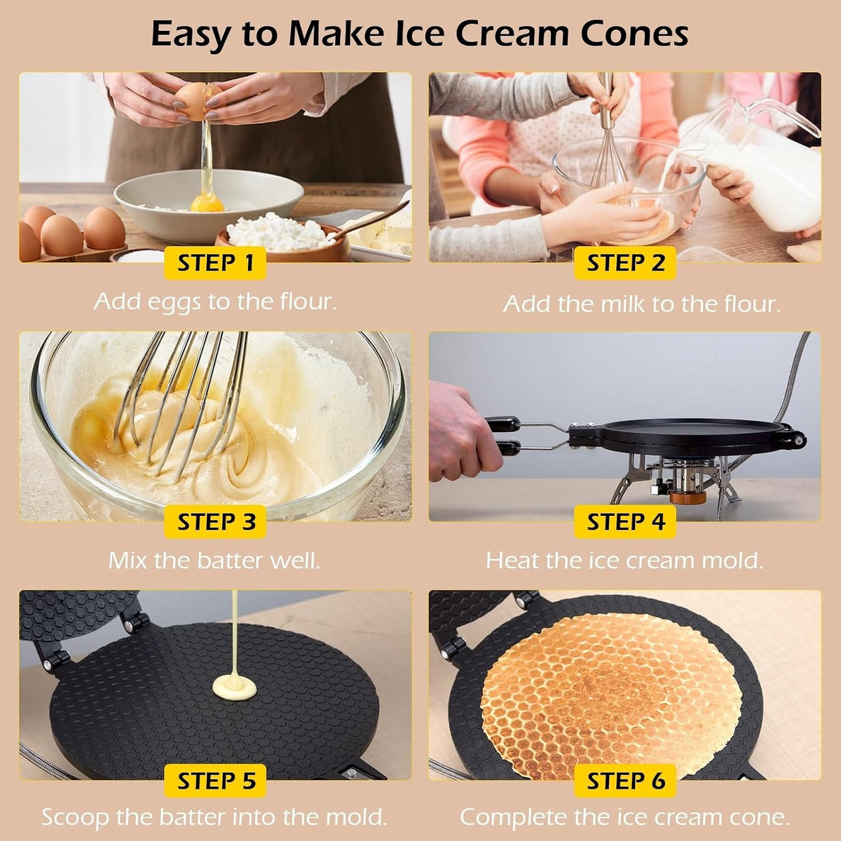 8.7-Inch Electric Waffle Maker for Ice Cream Cones