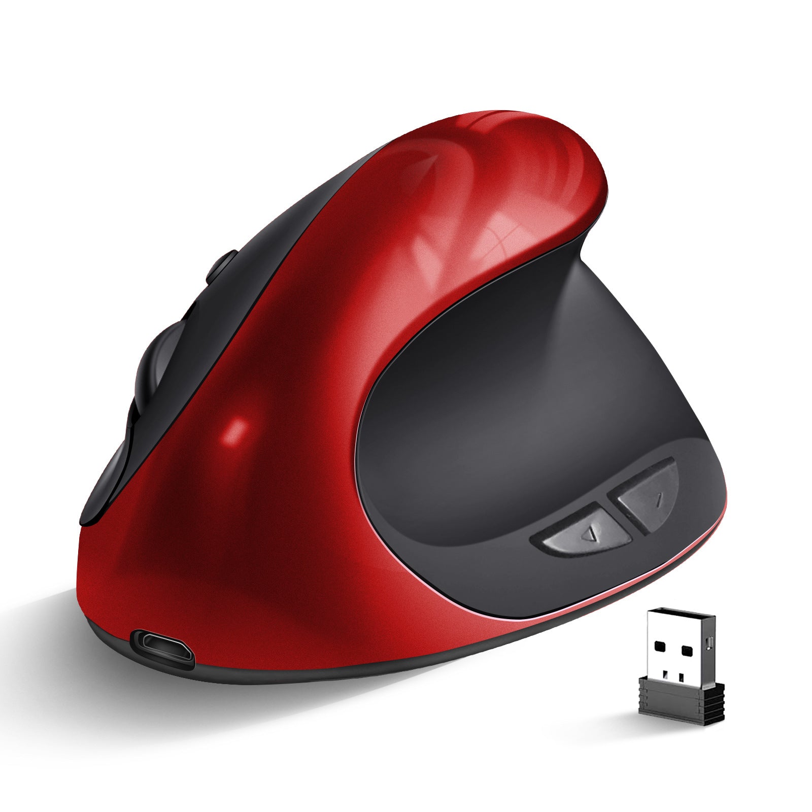 Rechargeable Wireless Vertical Mouse with USB Receiver, 6 Buttons and Adjustable DPI