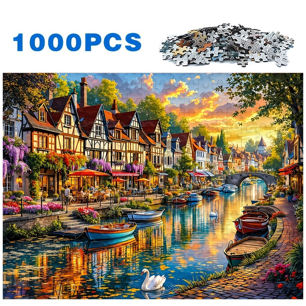 1000 Piece Cartoon Jigsaw Puzzle for Kids and Adults, Educational Handmade Style Puzzle for Creative Play and Home Decoration