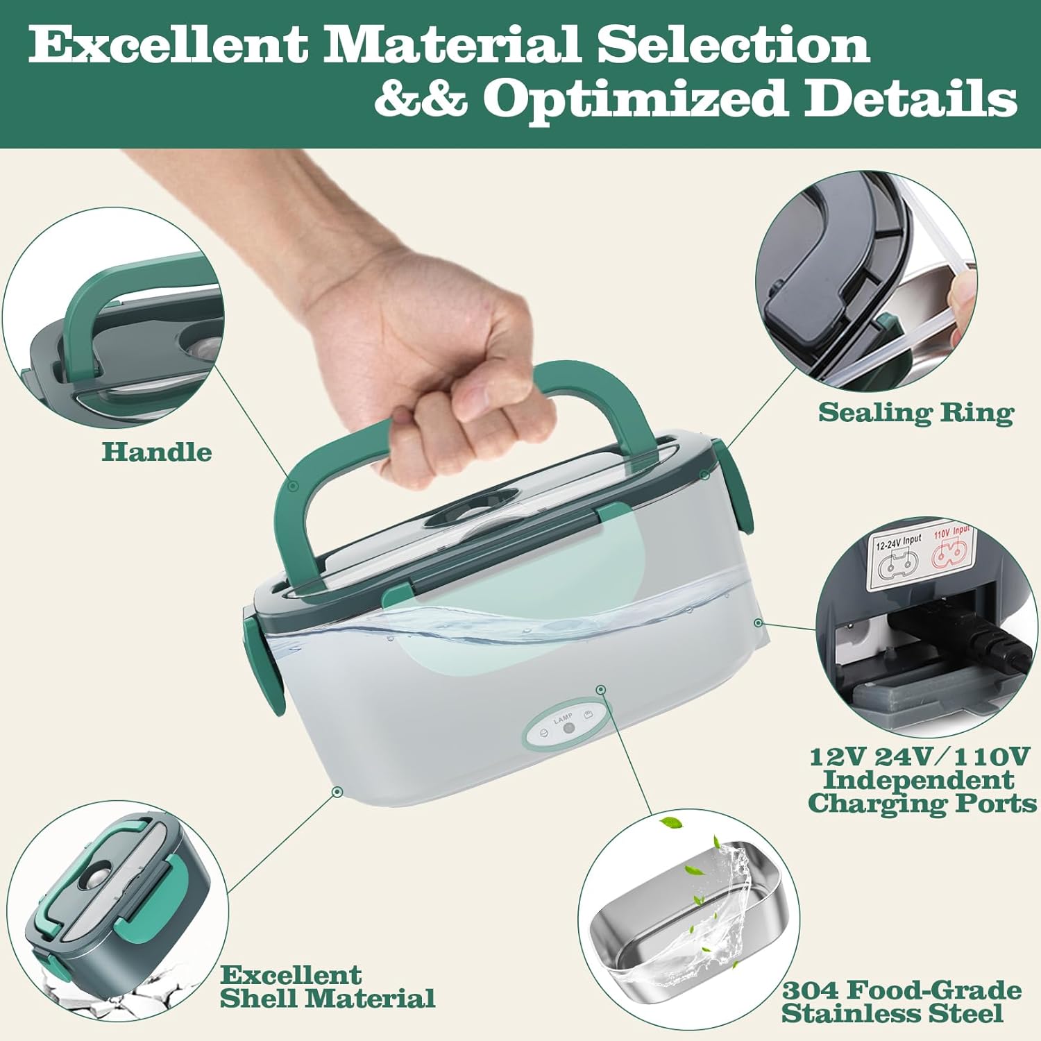 Electric lunch box for office meal warming