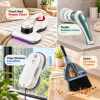 Four-piece household cleaning bundle designed for bed, surface, glass and floor cleaning