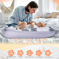 Newborn Resting Comfortably in Organic Cotton Baby Lounger