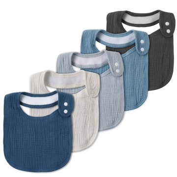 Organic muslin bibs for baby boys and girls, perfect for drooling and teething.