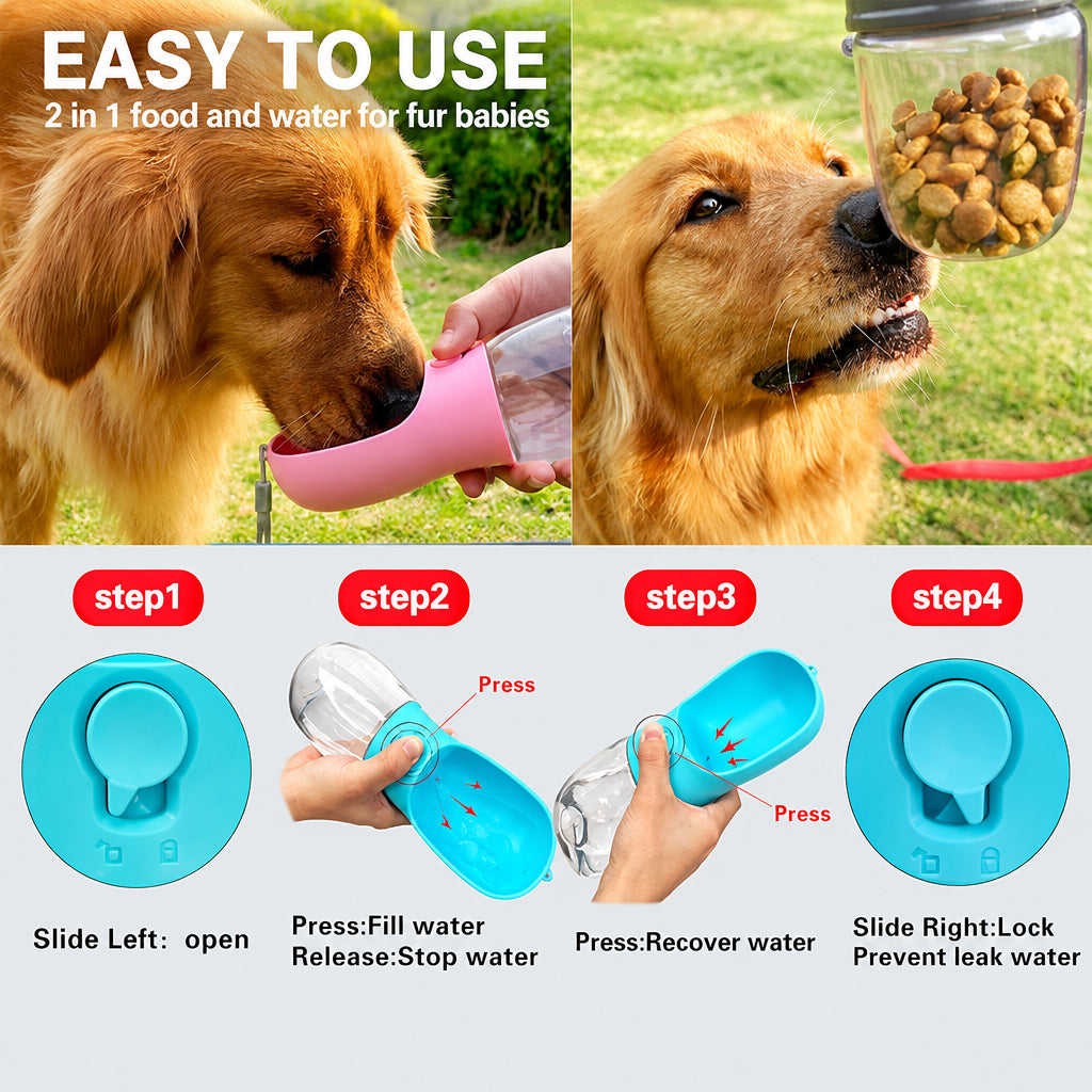 Portable pet water cup for outdoor walks and trips
