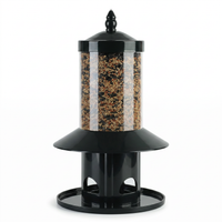 Bird feeder with 360 degree perch tray for outdoor use
