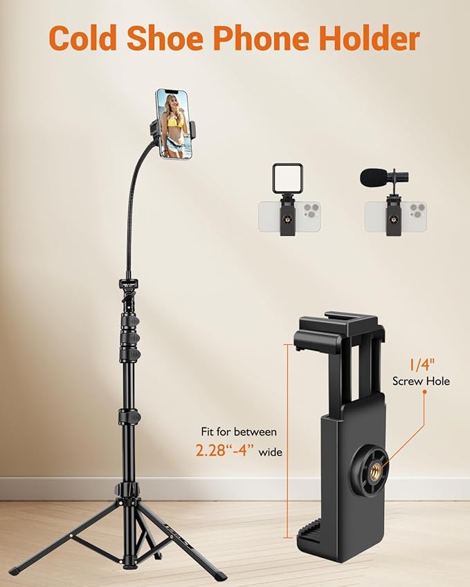 Overhead phone stand with remote control included