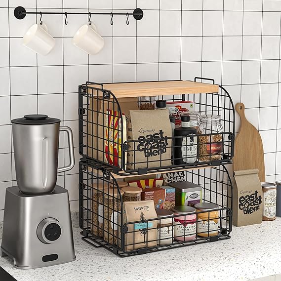 Stackable metal storage bins for bread and snacks