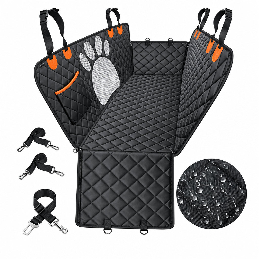 Pet car seat cover for dogs on rear vehicle seat