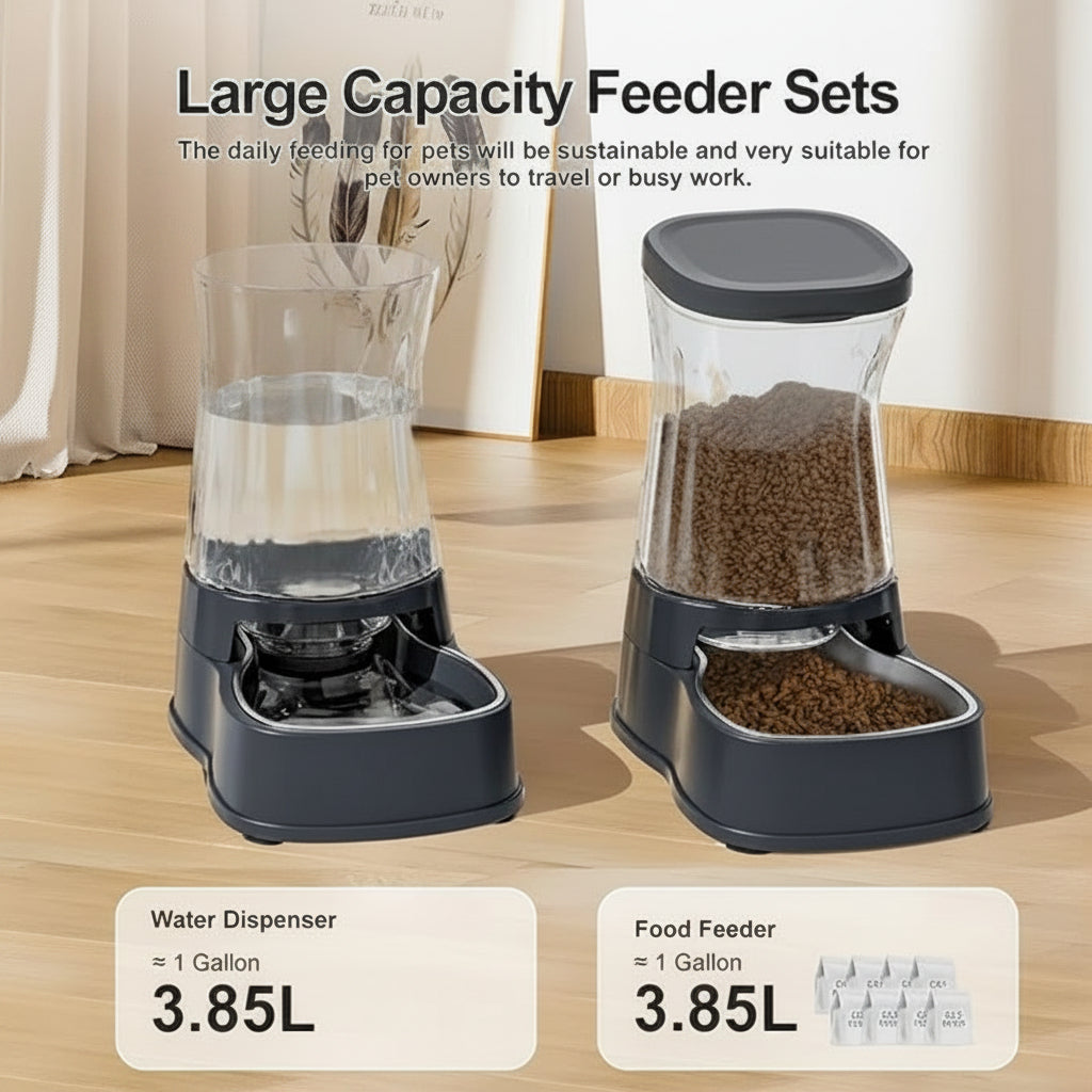Pet Food And Water Feeder Set For Cats And Dog