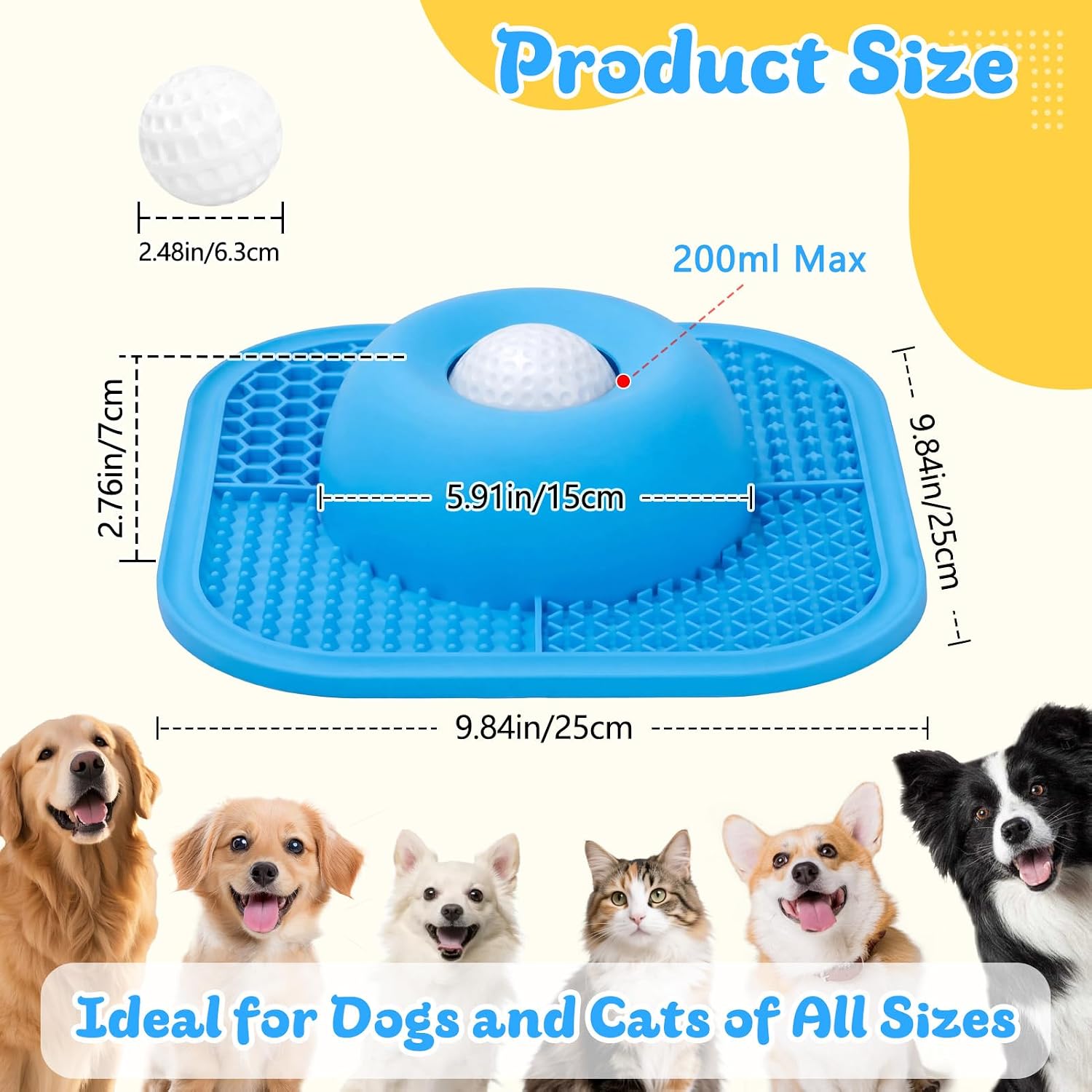 Pet Food Bowl With Textured Base For Dogs And Cat