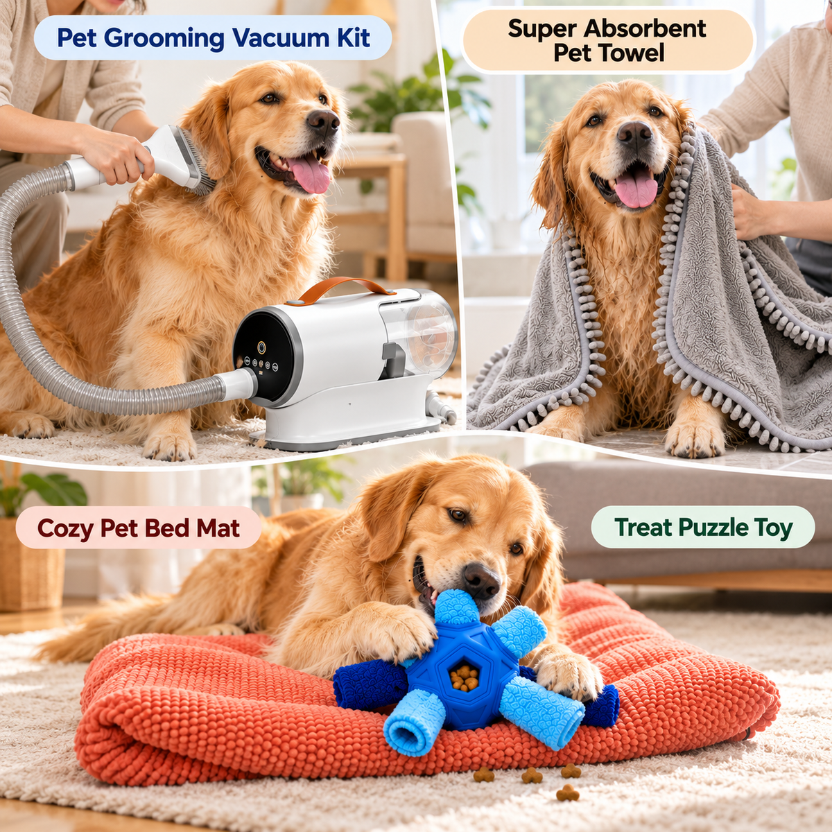 Pet grooming towel and care accessories for dogs