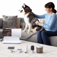 Pet grooming vacuum for collecting loose dog hair