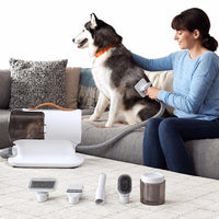 Dog grooming trimmer, drying towel and interactive treat toy