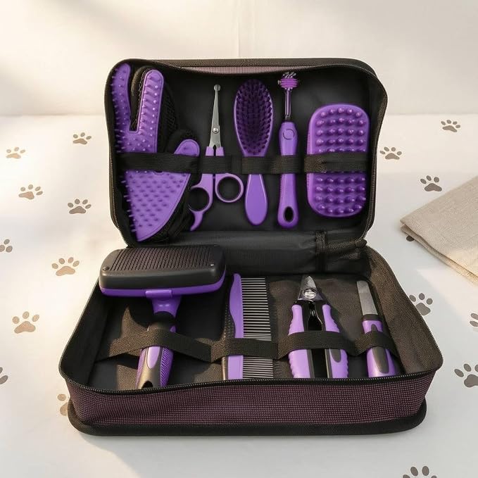 Pet hair vacuum grooming system for dogs