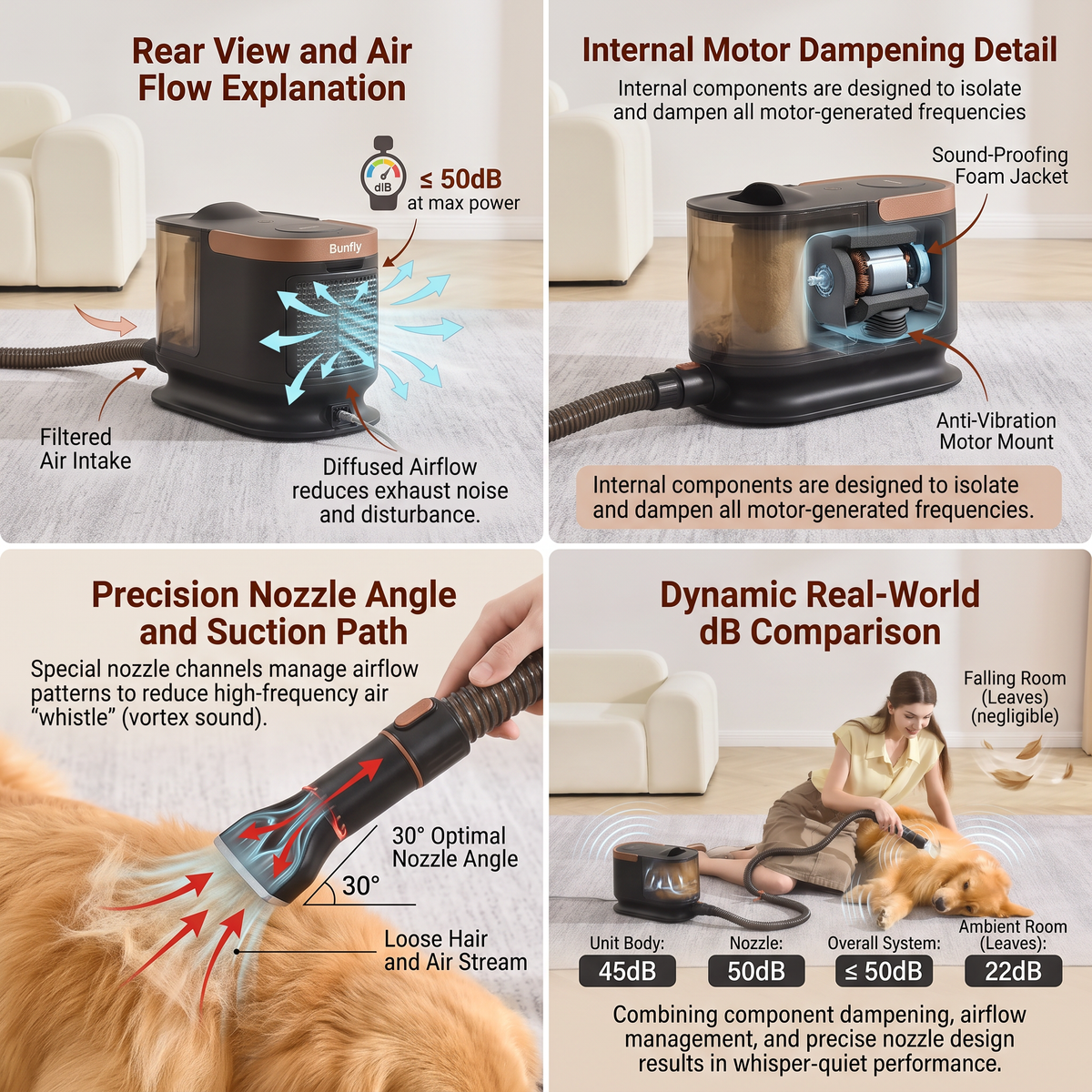 Pet hair vacuum grooming system for dogs