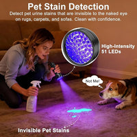 UV blacklight torch for detecting dog and cat urine on carpets and floors