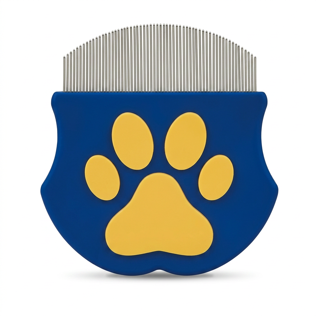 Stainless steel pet eye grooming comb with rounded teeth for dogs and cats