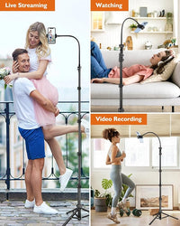 Overhead Phone Holder with Flexible Gooseneck on 85" Tall Phone Tripod, Perfect for Content Creation