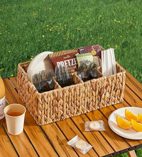 Picnic utensil basket with carry handle