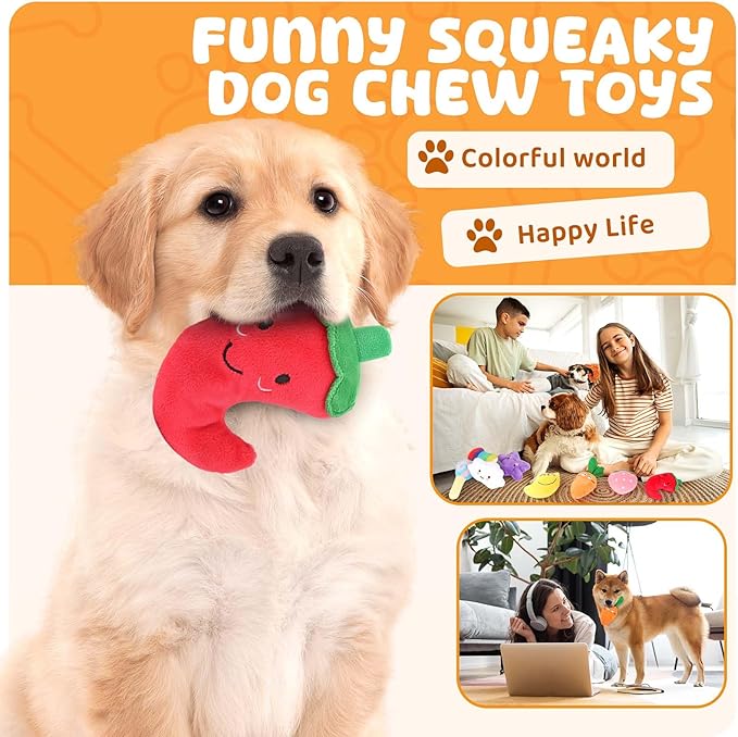 8 Pack Plush Squeaky Dog Toys With Stuffed Design For Small And Medium Dogs
