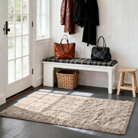 Plush beige area rug for living room decoration