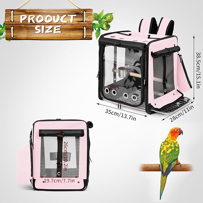 Portable Bird Carrier With Stainless Steel Mesh For Small Bird