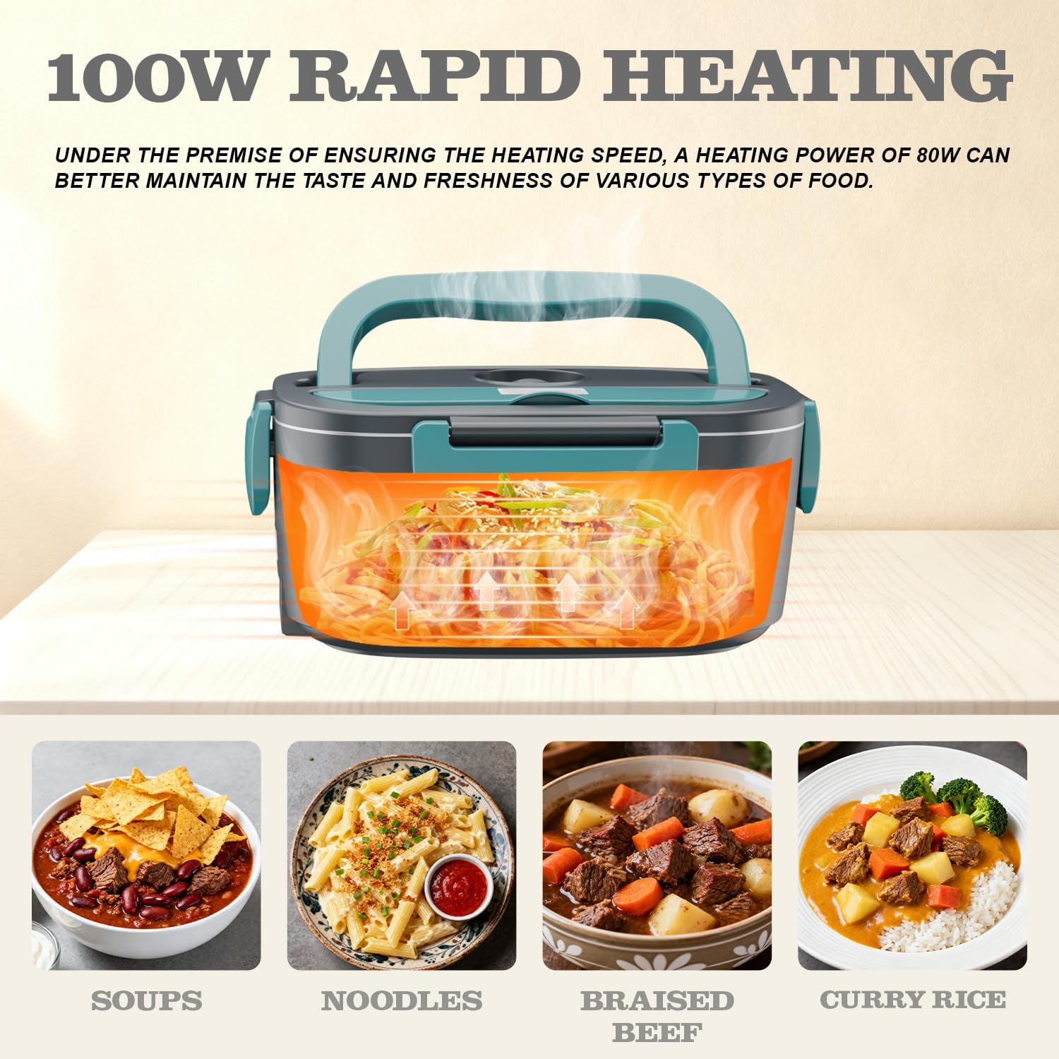Portable electric food warmer for car and travel use
