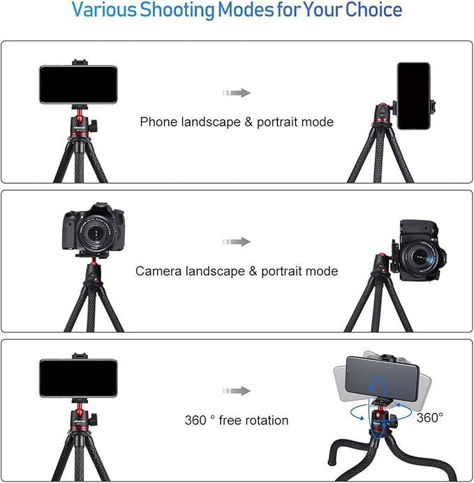 ULANZI Portable Tripod for iPhone, Samsung, and Cameras, Perfect for Travel and Outdoor Photography