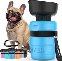Portable dog water bottle with travel bowl for hiking and walking