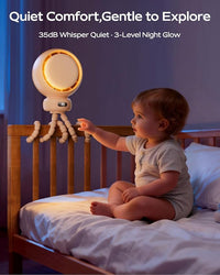 Portable oscillating baby fan, lightweight and adjustable for stroller or crib use.