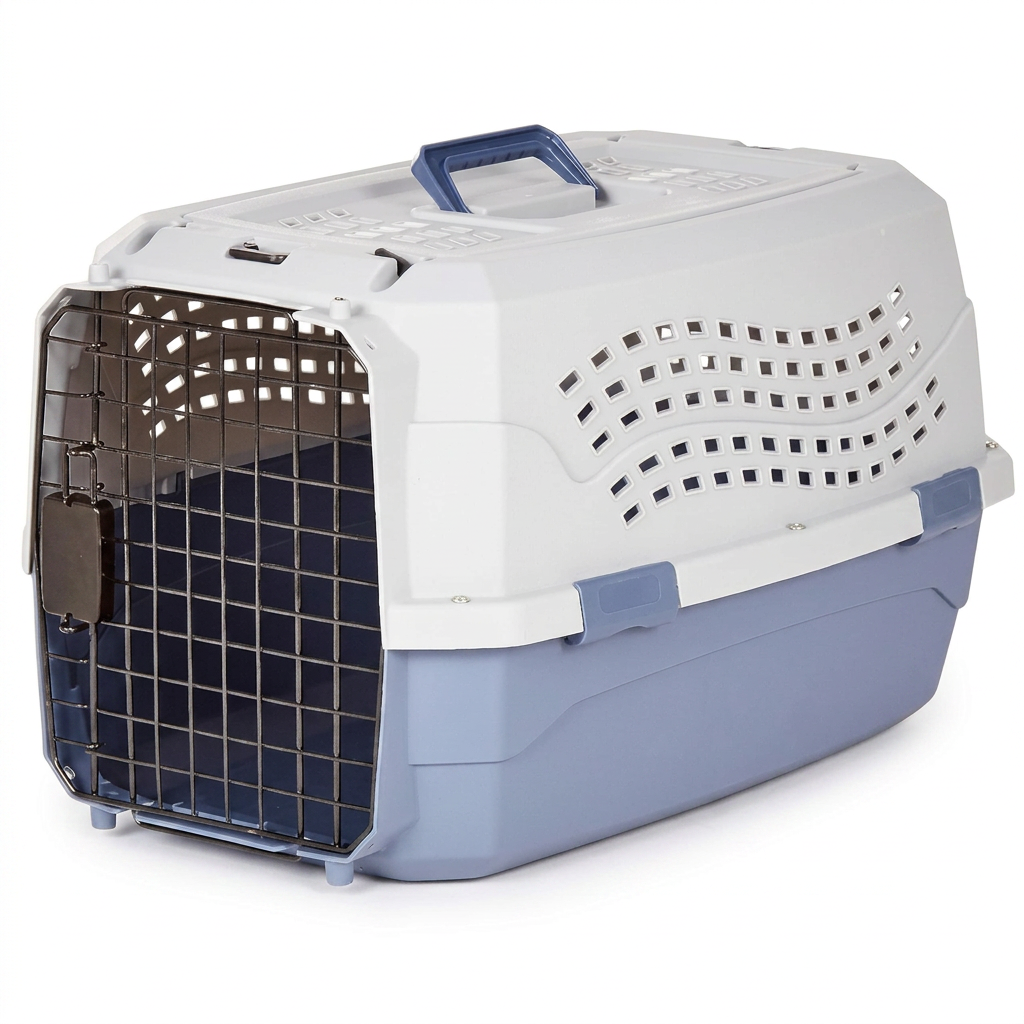 Portable Pet Travel Carrier 2 Door Hard Sided for Dogs and Cats Gray Blue